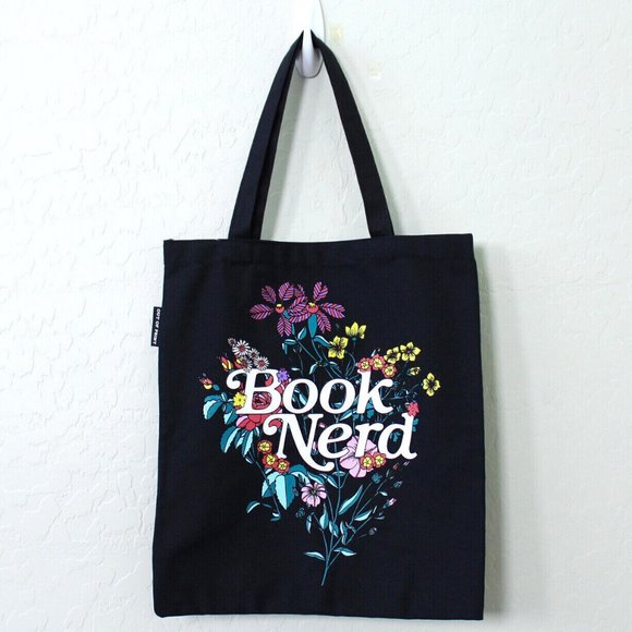 Out Of Print Book Nerd Floral Canvas Tote Bag - Picture 1 of 3